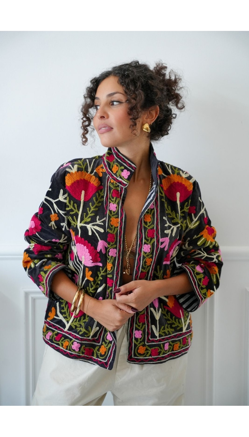 Veste Brodée Noire Johanna INSAR Noho - 1 | Accueil