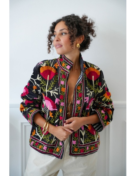Veste Brodée Noire Johanna INSAR Noho - 1 | Accueil