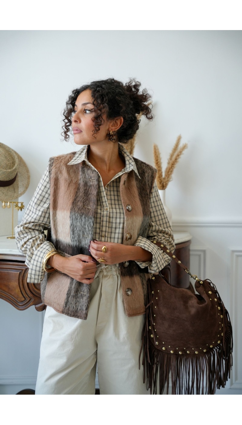Gilet Carreaux Marron FLORENTIN - 1 | Accueil