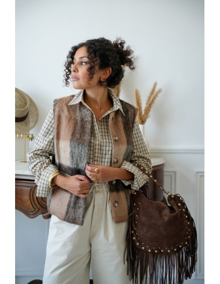 Gilet Carreaux Marron FLORENTIN - 1 | Accueil