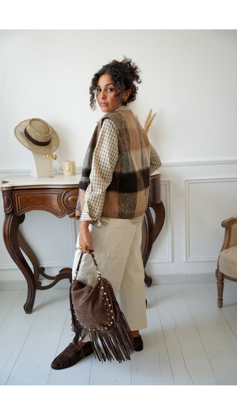 Gilet Carreaux Marron FLORENTIN - 3 | Accueil