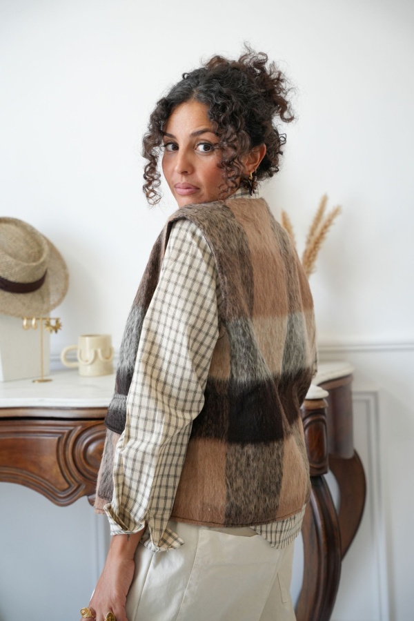 Gilet Carreaux Marron FLORENTIN - 1 | Accueil 2