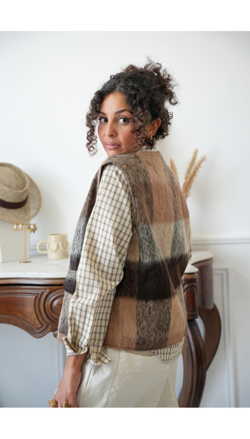 Gilet Carreaux Marron FLORENTIN - 2 | Accueil