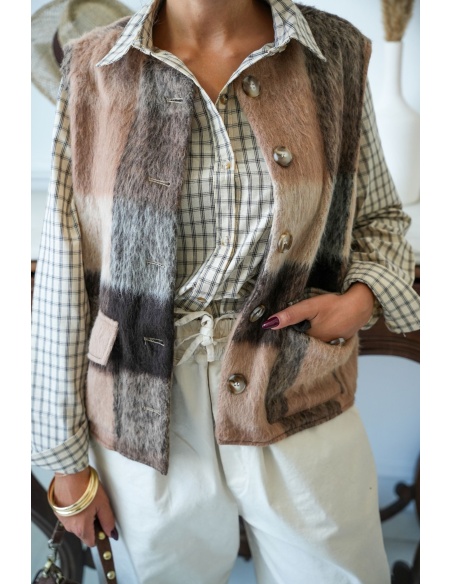 Gilet Carreaux Marron FLORENTIN - 4 | Accueil