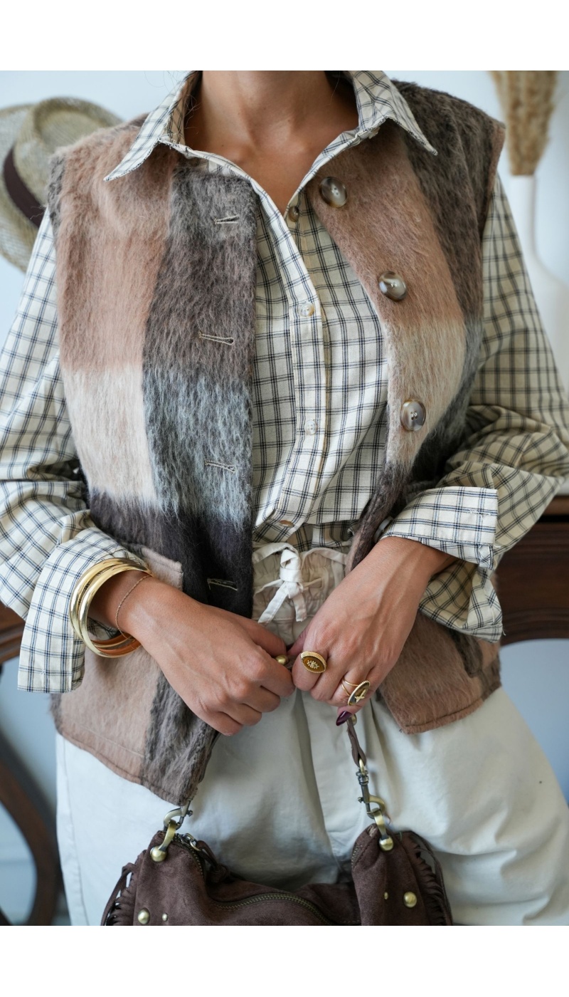 Gilet Carreaux Marron FLORENTIN - 5 | Accueil