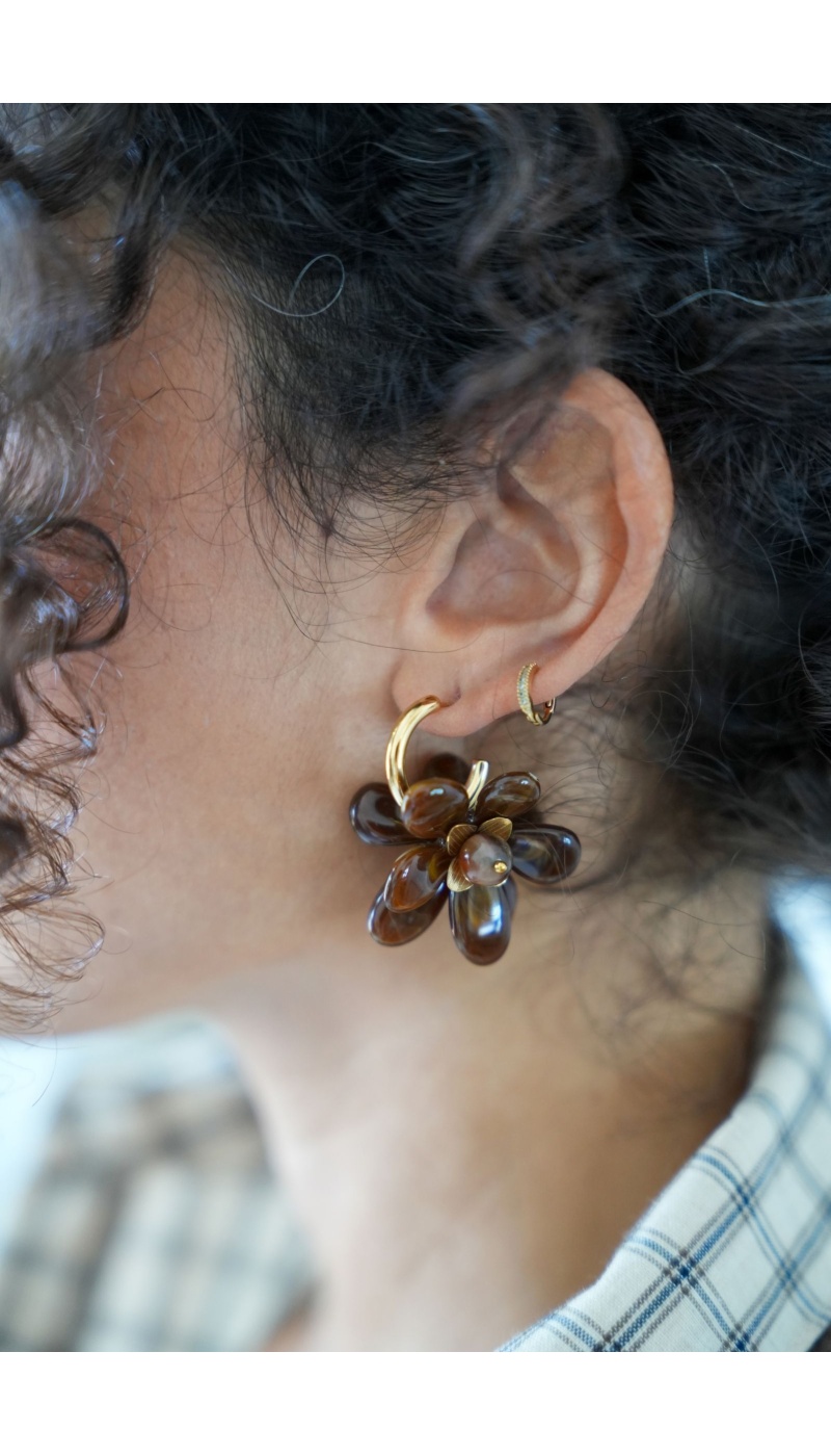 Boucles d'Oreilles Fleurs Choco JUDE - 1 | Accueil