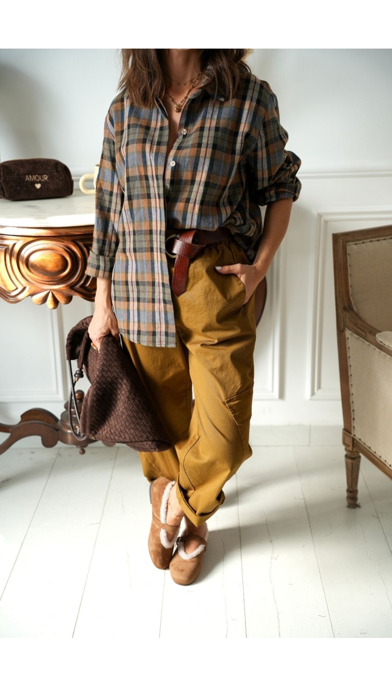 Chemise Carreaux Camel ARIS Noho - 3 | Accueil