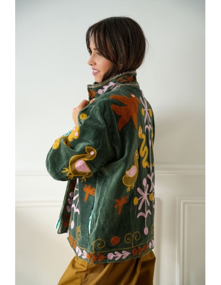 Veste Brodée Kaki Johanna INSAR Noho - 3 | Accueil