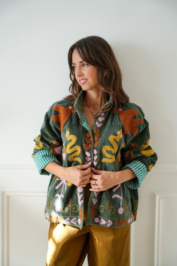 Veste Brodée Kaki Johanna INSAR Noho - 1 | Accueil