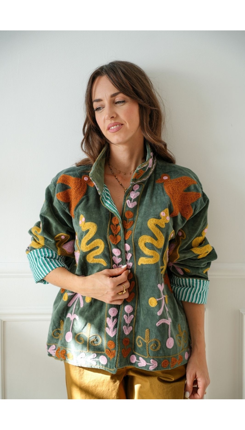 Veste Brodée Kaki Johanna INSAR Noho - 4 | Willkommen