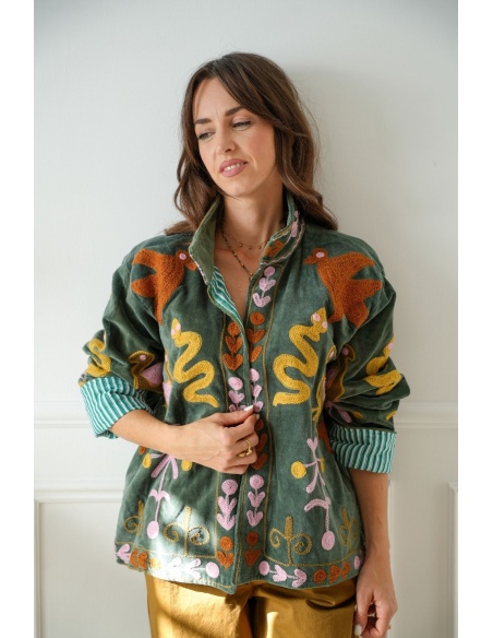 Veste Brodée Kaki Johanna INSAR Noho - 4 | Willkommen