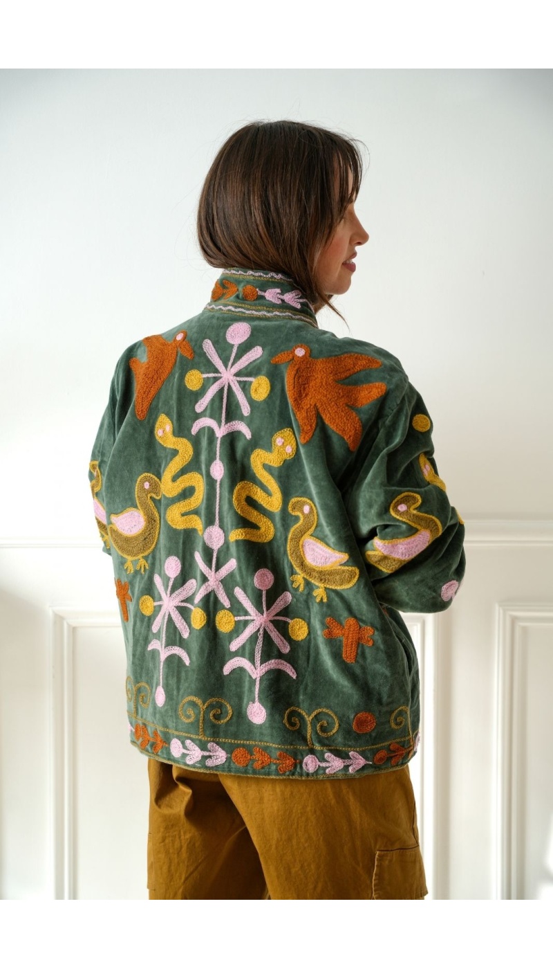 Veste Brodée Kaki Johanna INSAR Noho - 5 | Accueil