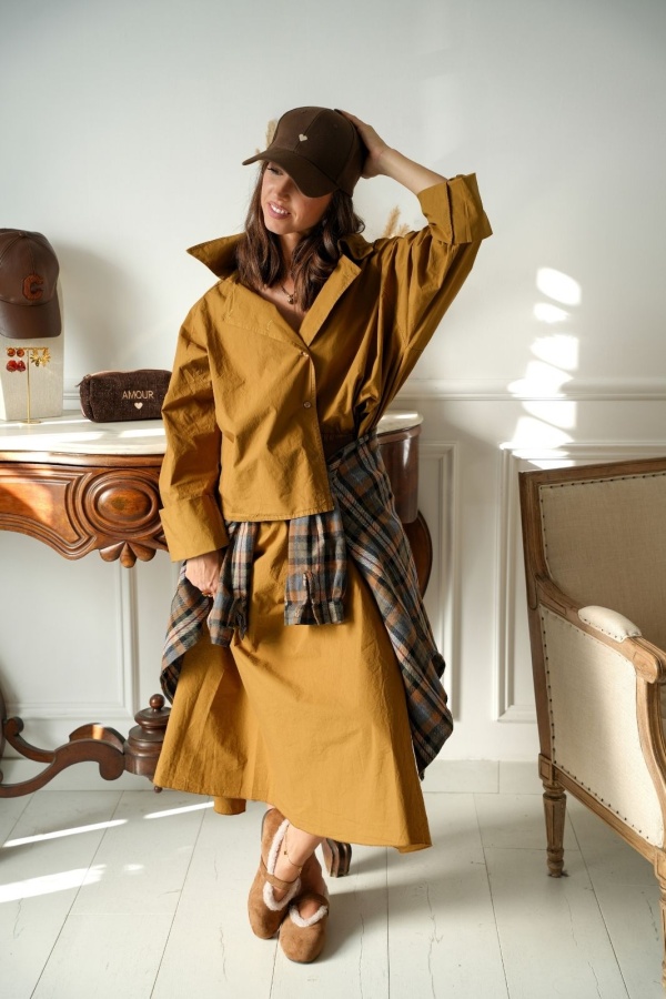 Chemisier Oversize Ocre VICTOIRE Johanna - 1 | Accueil 2