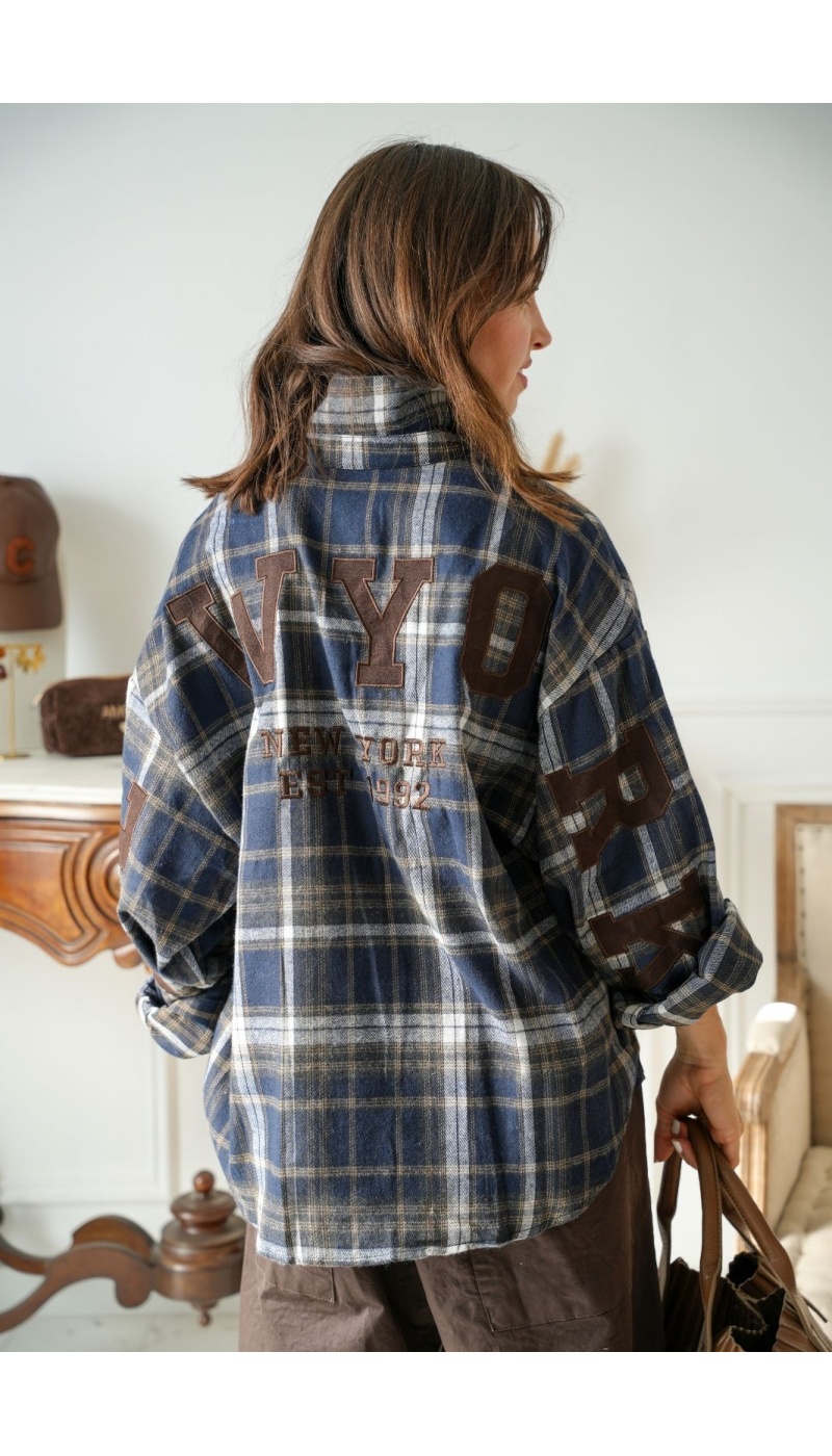 Chemise Carreaux Marine NEW YORK Noho - 2 | FRAUEN