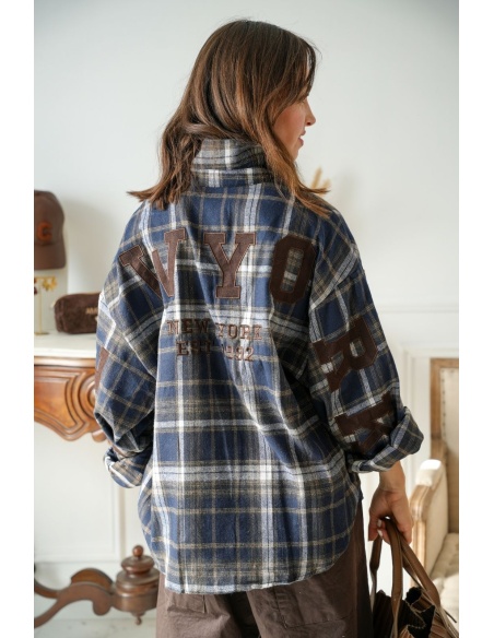Chemise Carreaux Marine NEW YORK Noho - 2 | FRAUEN