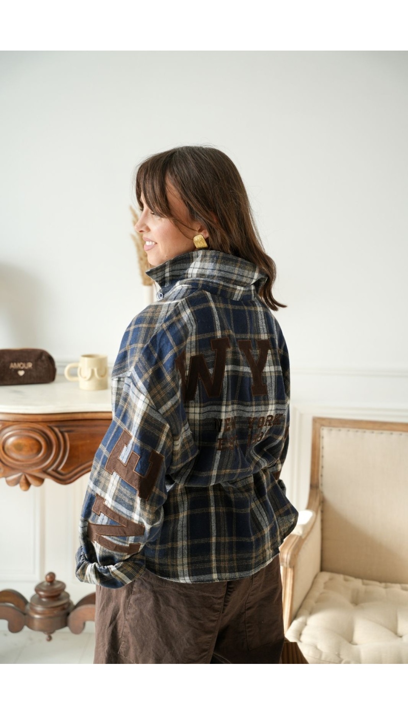 Chemise Carreaux Marine NEW YORK Noho - 3 | FEMMES