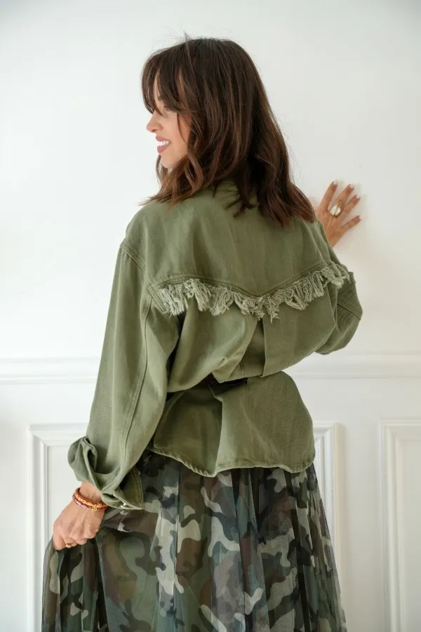 Veste Franges Kaki MICHELLE Noho - 1 | Accueil 2