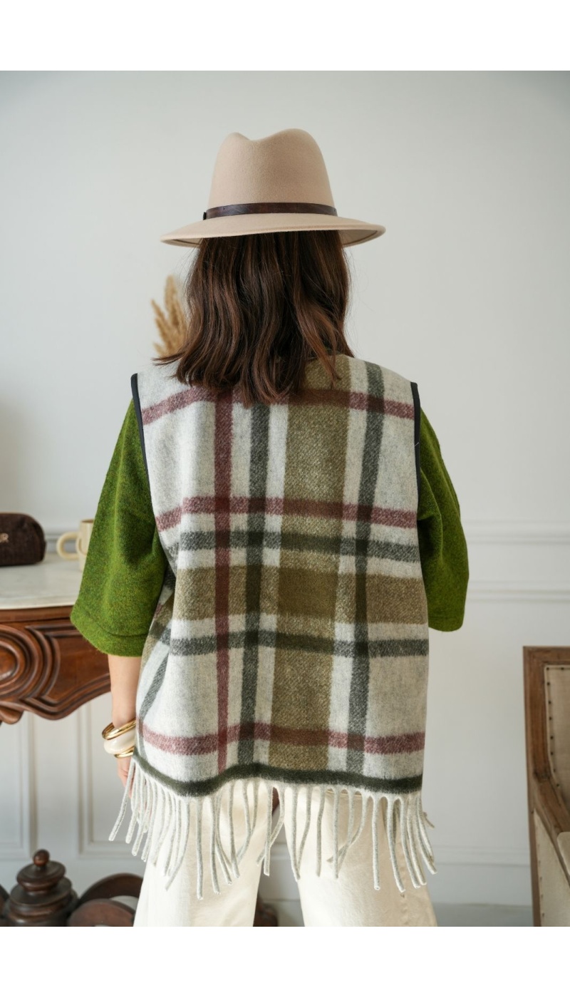 Gilet Carreaux Kaki VILA VIVISTA VILA - 3 | Accueil