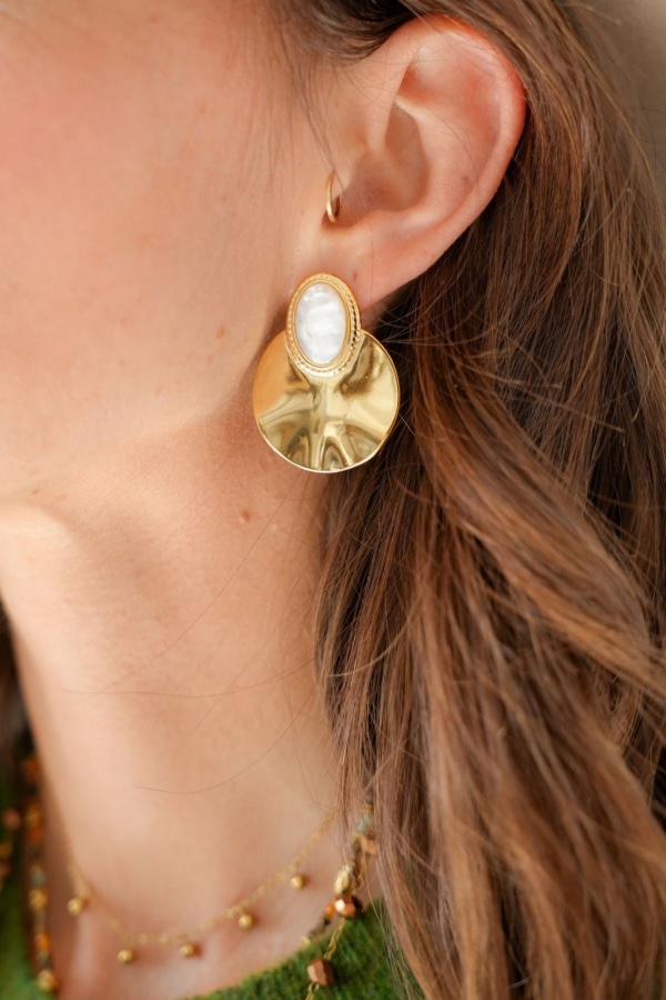BOUCLES D'OREILLES BLANC DORE H26 Noho - 1 | Bienvenido