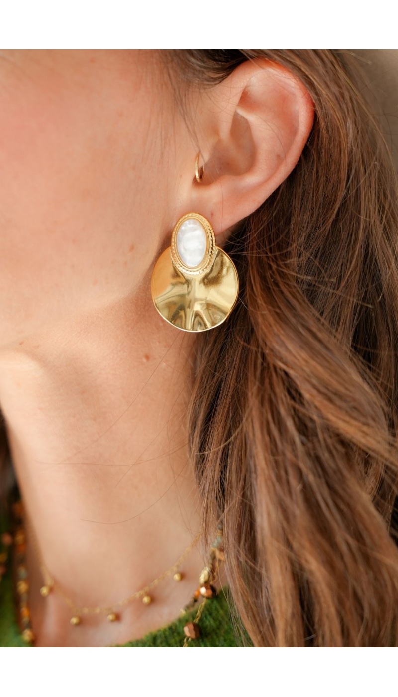 BOUCLES D'OREILLES BLANC DORE H26 Noho - 1 | Welcome