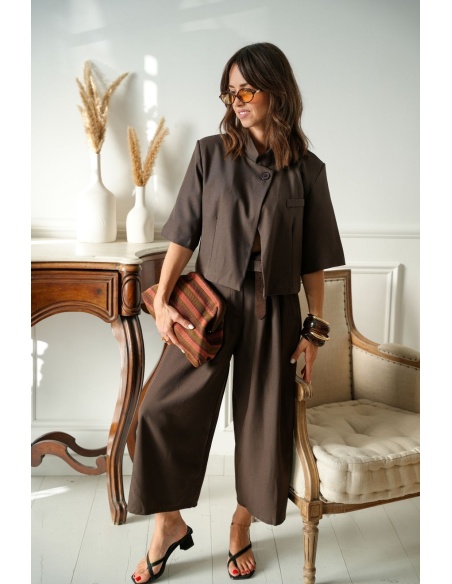 Pantalon Fluide Choco VANESSA Noho - 1 | Accueil