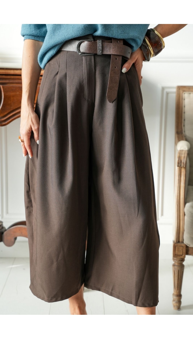 Pantalon Fluide Choco VANESSA Noho - 2 | Accueil
