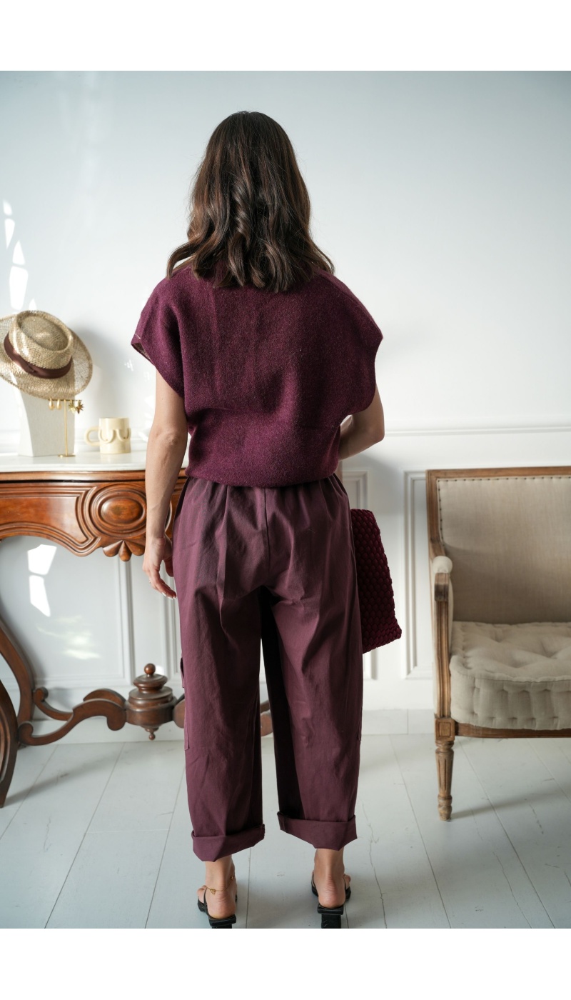 Pantalon Large Cargo Prune ANA Noho - 2 | Accueil
