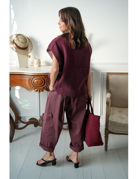 Pantalon Large Cargo Prune ANA Noho - 3 | Accueil