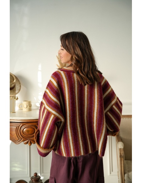 Gilet Pankou Rayé Bordeaux Noho - 3 | Accueil