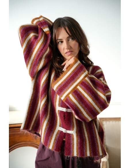 Gilet Pankou Rayé Bordeaux Noho - 2 | Willkommen