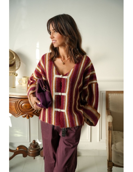 Gilet Pankou Rayé Bordeaux Noho - 1 | Willkommen