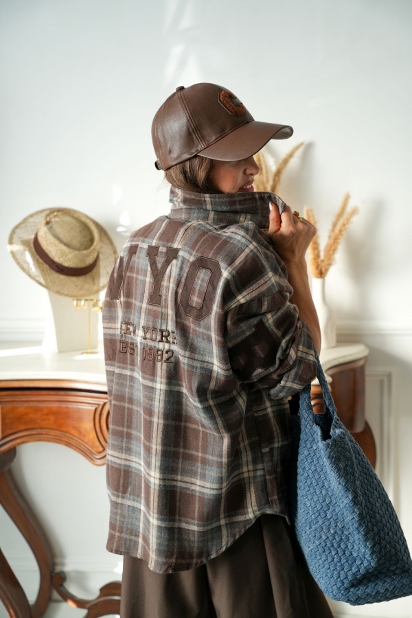 Chemise Carreaux Marron NEW YORK Noho - 1 | Accueil 2