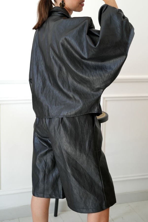 Chemisier Oversize Similicuir Noir MANBY Noho - 1 | Willkommen 2