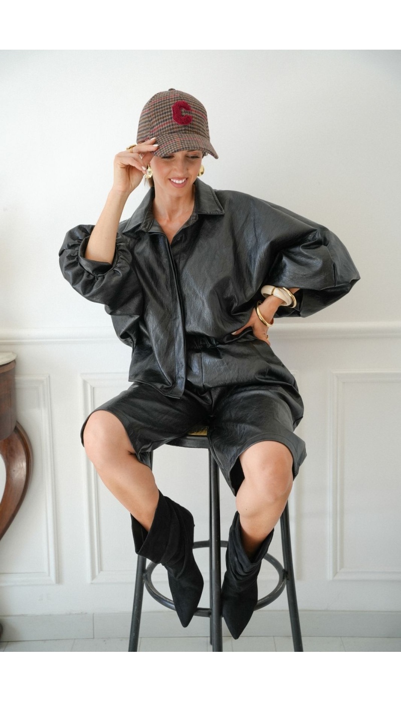 Chemisier Oversize Similicuir Noir MANBY Noho - 1 | Accueil