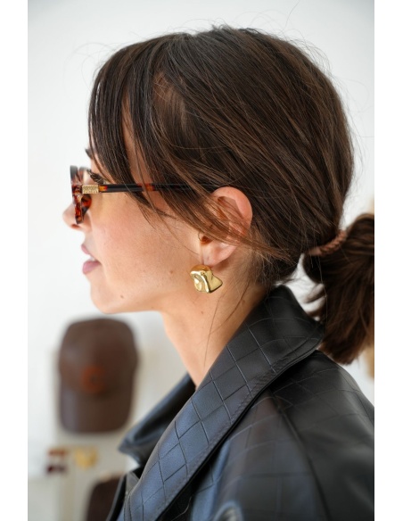 Boucles D'Oreilles Carré Doré DUNDEE Noho - 2 | Accueil