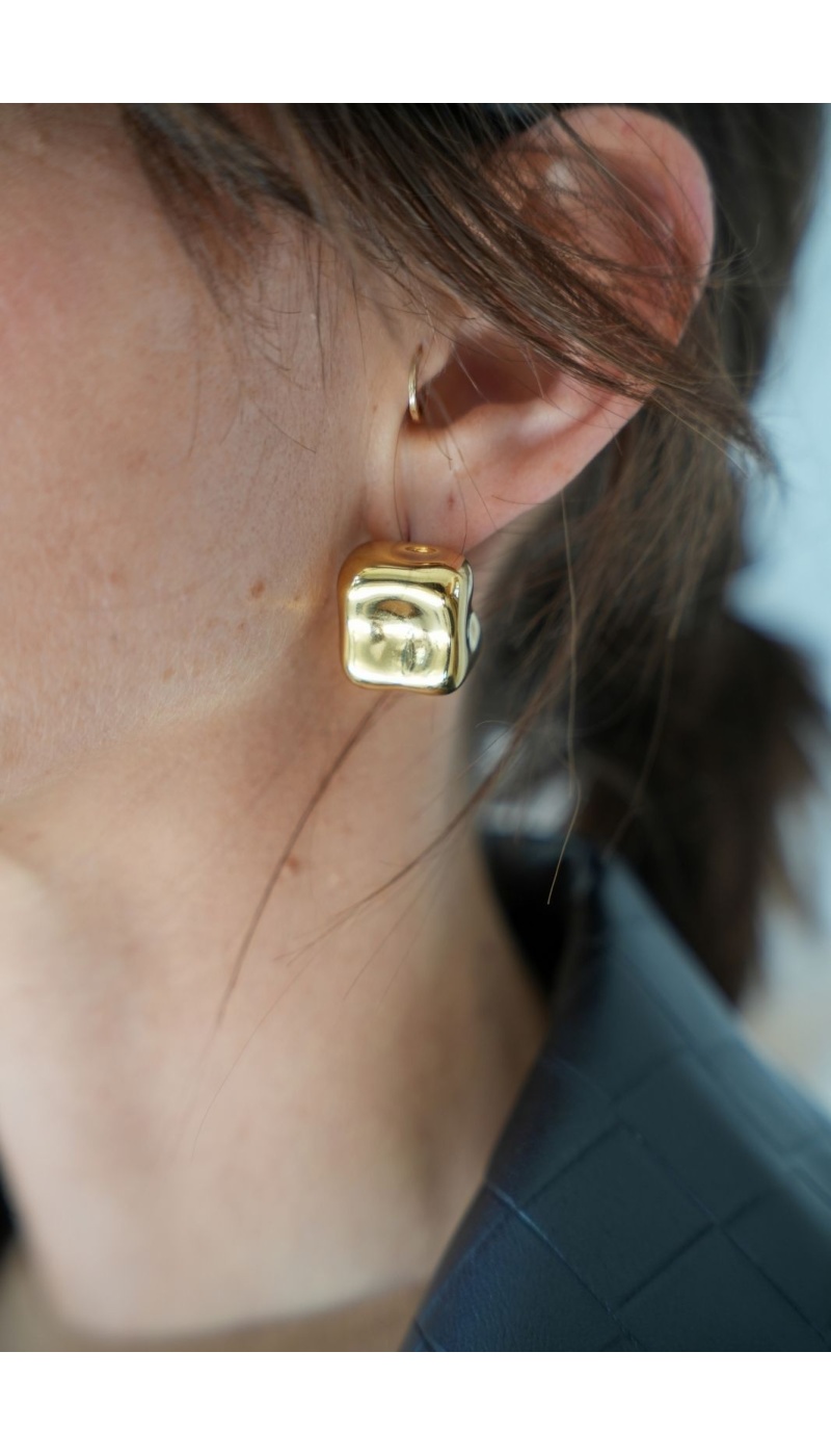 Boucles D'Oreilles Carré Doré DUNDEE Noho - 1 | Accueil