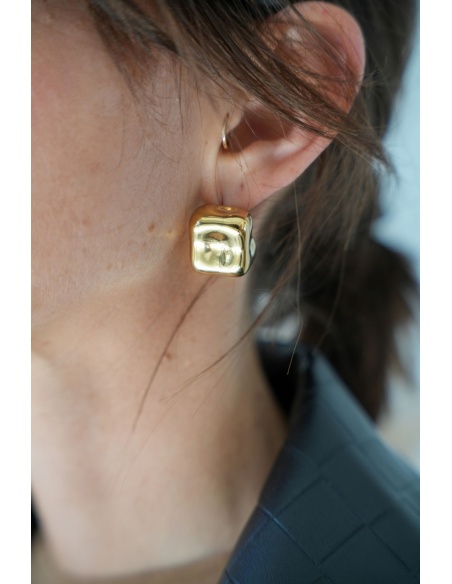 Boucles D'Oreilles Carré Doré DUNDEE Noho - 1 | Accueil