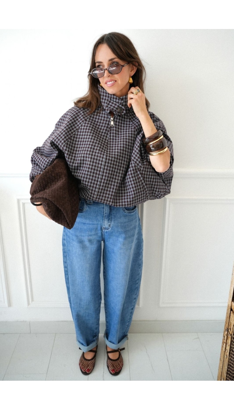 Veste Carreaux Marron WHINNY Noho - 5 | Accueil