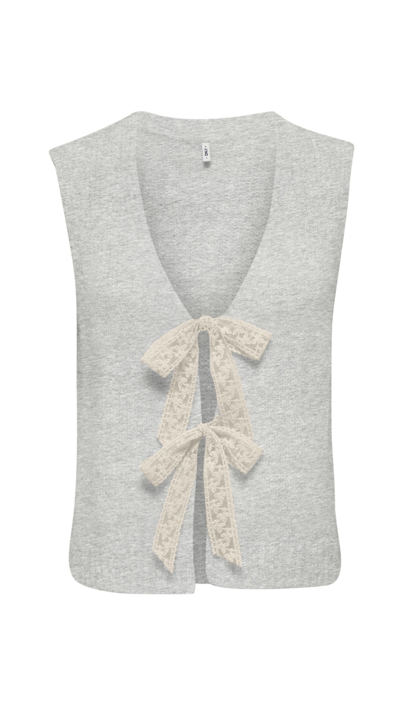 Gilet Noeud Light Grey Melange ONLNELLIE ONLY - 1 | HAUTS