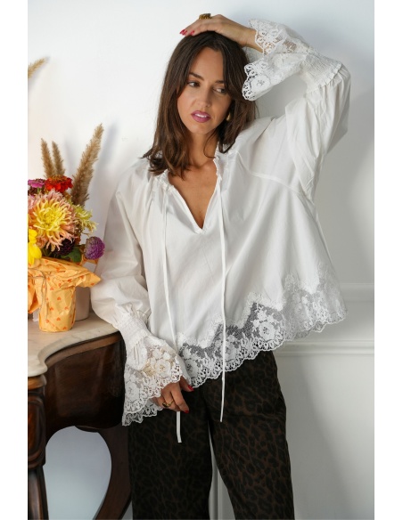 Blouse Brodée Romantique LOUROSA Noho - 3 | Accueil