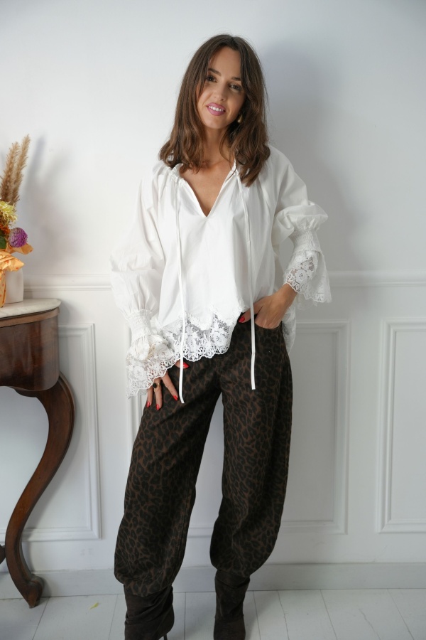 Blouse Brodée Romantique LOUROSA Noho - 1 | Accueil