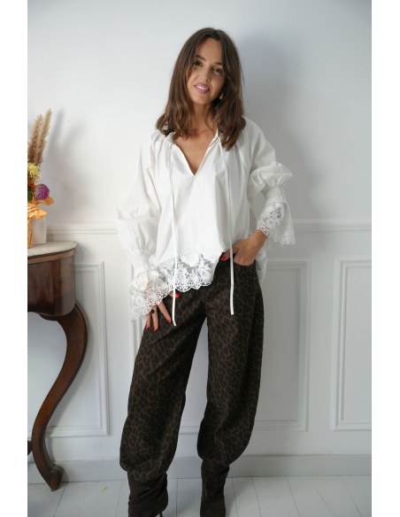 Blouse Brodée Romantique LOUROSA Noho - 1 | Accueil