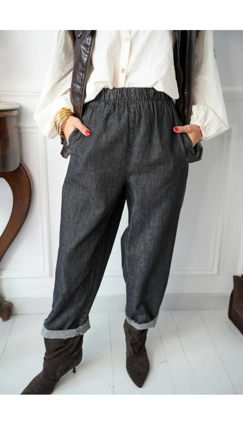 Jean Large Brut Noir Johanna ELENA Johanna - 1 | Accueil