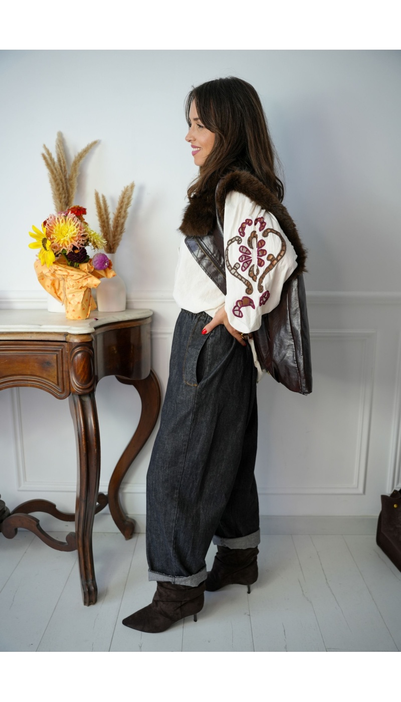 Jean Large Brut Noir Johanna ELENA Johanna - 2 | Accueil