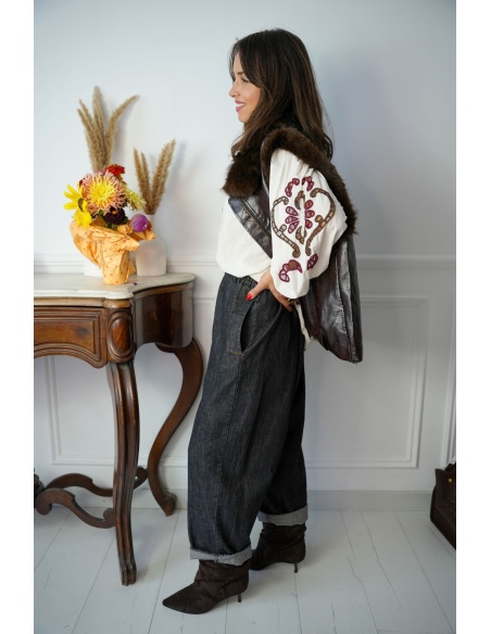 Jean Large Brut Noir Johanna ELENA Johanna - 2 | Accueil