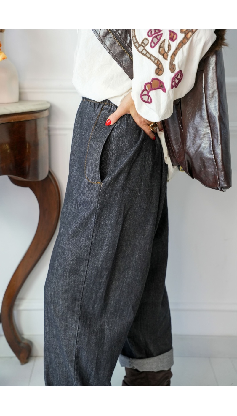 Jean Large Brut Noir Johanna ELENA Johanna - 3 | Accueil