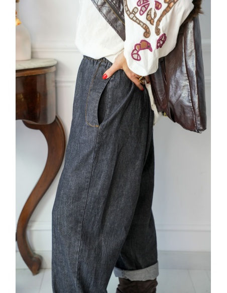 Jean Large Brut Noir Johanna ELENA Johanna - 3 | Accueil
