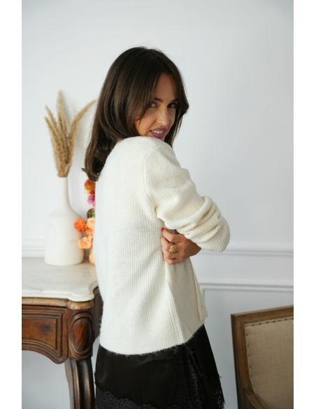 Gilet Maille Cloud Dancer PCELLI PIECES - 2 | Accueil