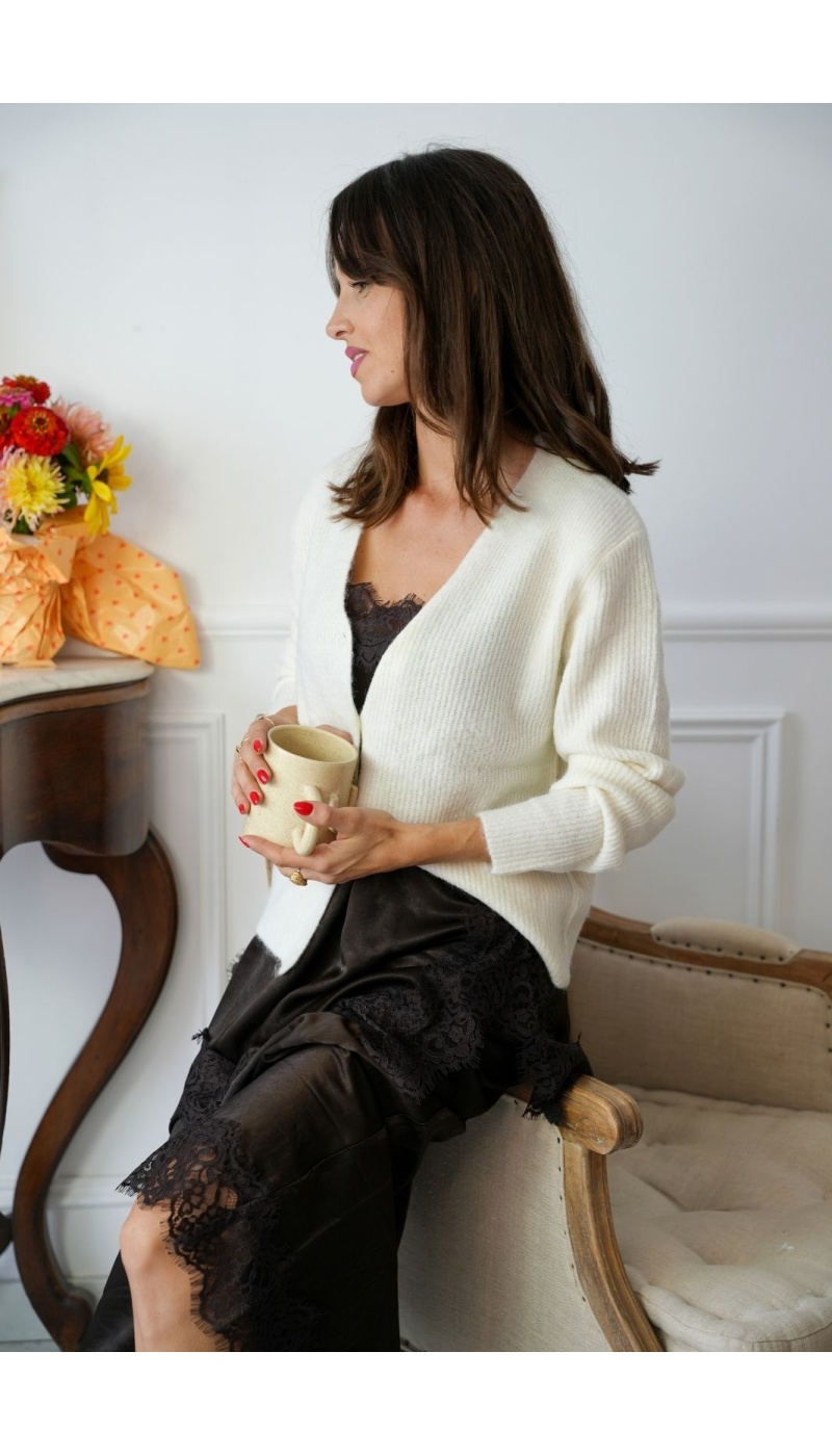Gilet Maille Cloud Dancer PCELLI PIECES - 3 | Bem-vindo