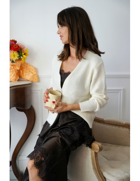 Gilet Maille Cloud Dancer PCELLI PIECES - 3 | Accueil